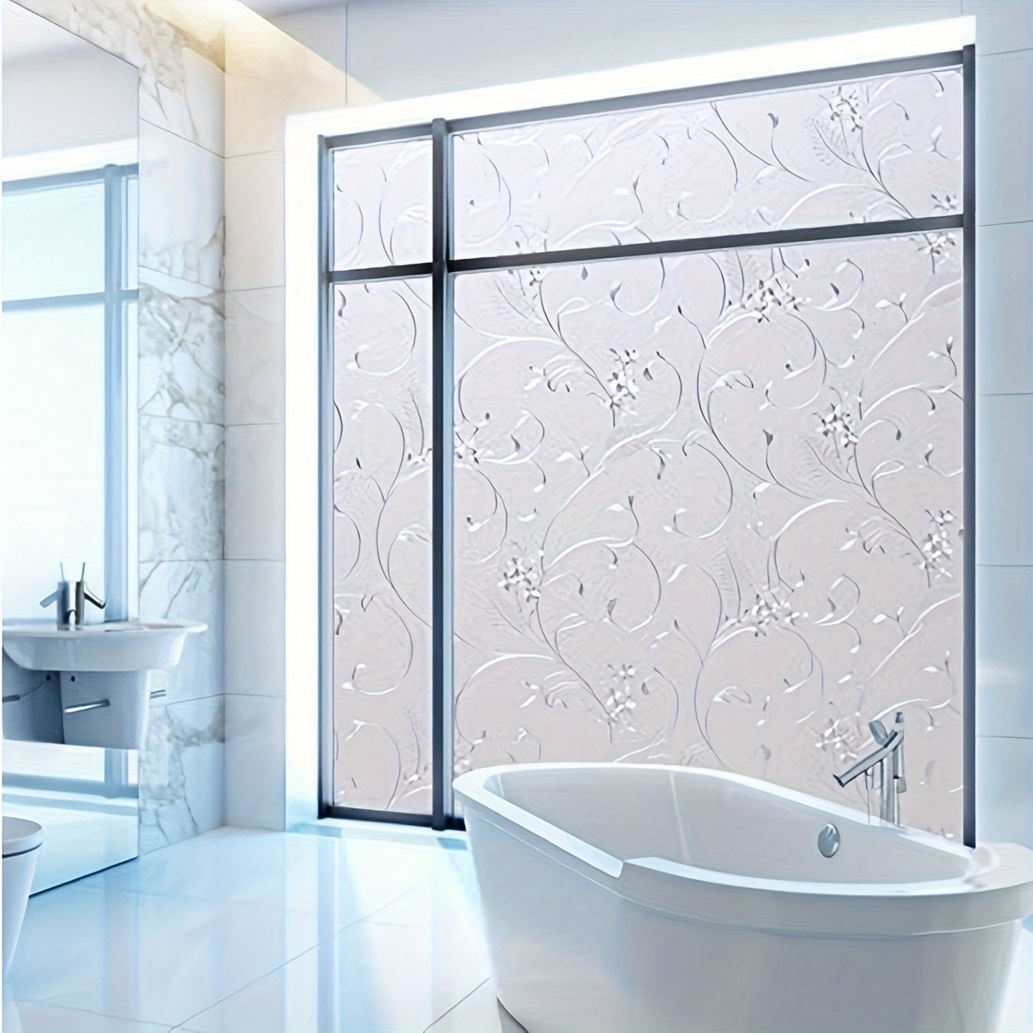 Frosted Glass Window Film Roll Static Cling Privacy UV Blocking Removable Vinyl Curtain