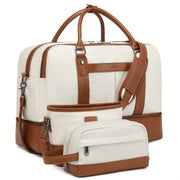 White Canvas Travel Bag with Detachable Strap for Daily Use