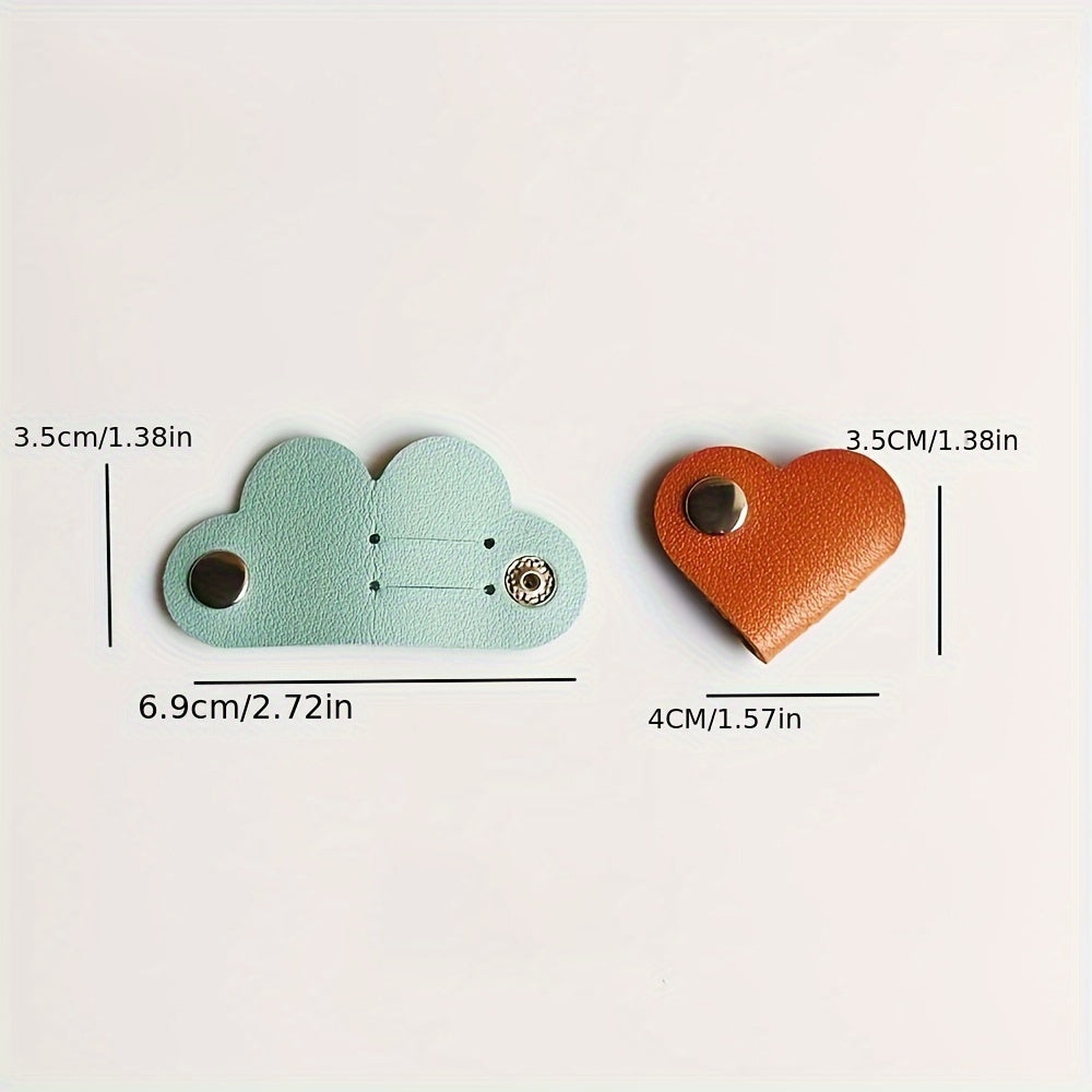 Heart-Shaped PVC Leather Cable Organizer Set for Headphones and Charging Cords