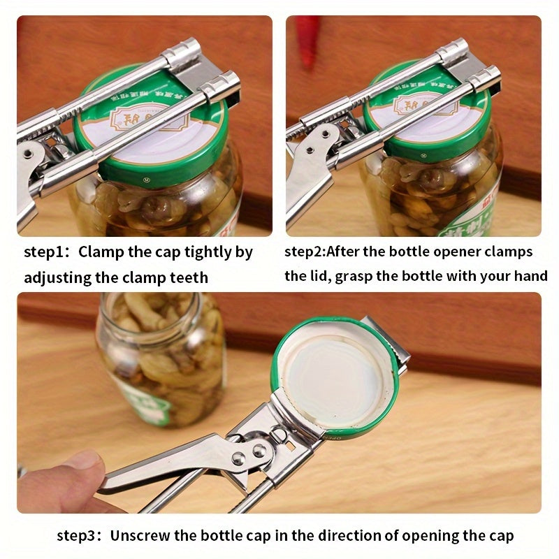 Adjustable Can Opener with Twist Cap, Non-Slip Bottle Opener for Kitchen and Camping