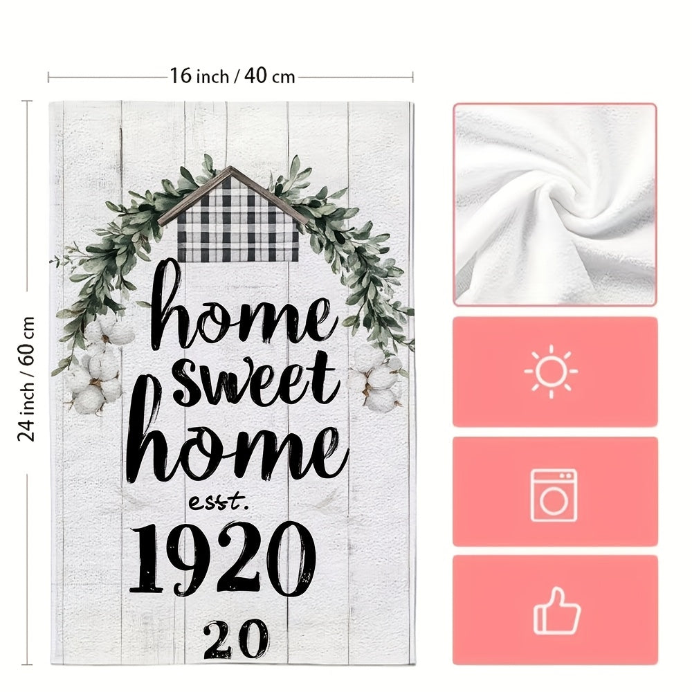 Set of 2 Black and White Checkered Kitchen Towels Ultra-Soft Absorbent Dish Hand