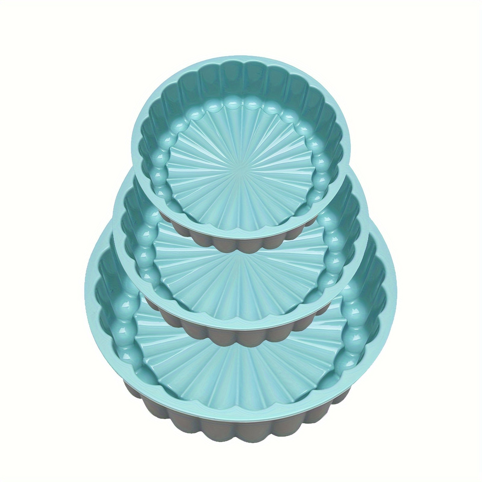 3-Piece Round Flower Cake Pan Set Nonstick Silicone Baking Molds for Weddings and Birthdays