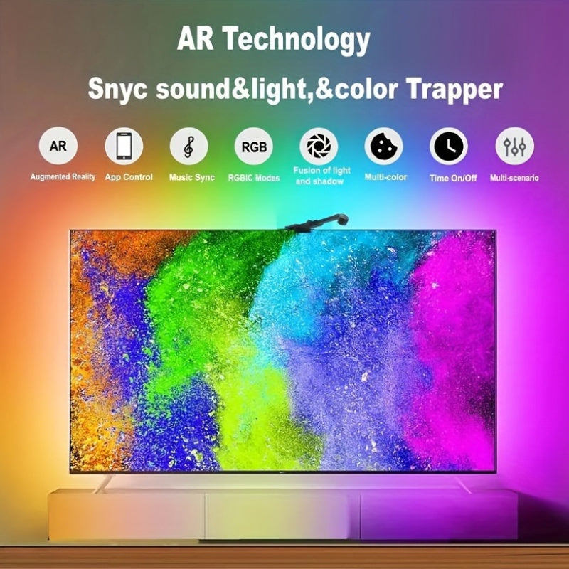 Smart LED TV Backlight Strips with AR Color Sensor for 55-85 Inch Screens App-Controlled Music Sync Adjustable Lighting