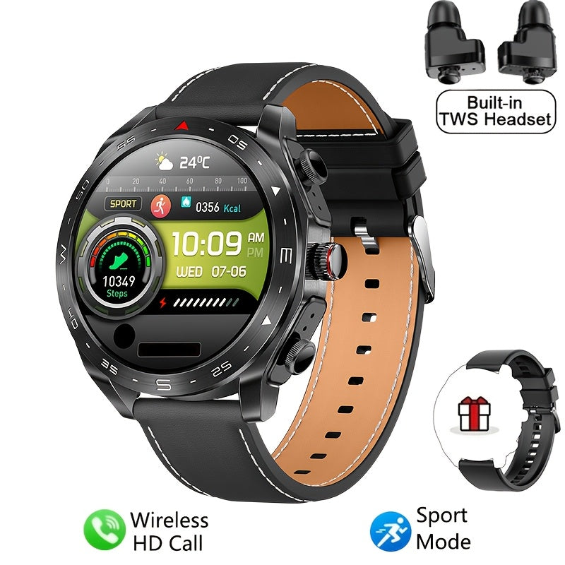 Reloj inteligente para hombres con auriculares TWS integrados, pantalla táctil HD, rastreador de actividad física, correa de acero y silicona resistente al agua