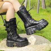 Women's Gothic Cyberpunk Combat Boots Solid Color All-Season Platform Heel