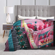 Flannel Throw Blanket Soft Warm Vibrant Colors Modern Design for Sofa Bed Camping