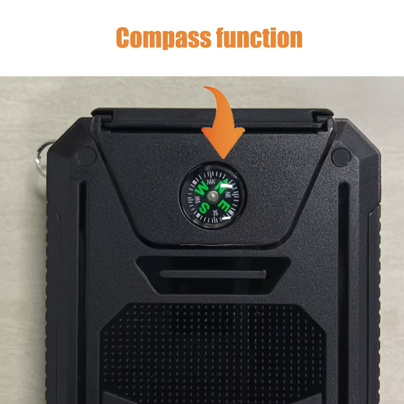 8000mAh Quyosh Energiya Banki USB C va Ikki LED Fleshlight bilan sayohat va tashqarida foydalanish uchun