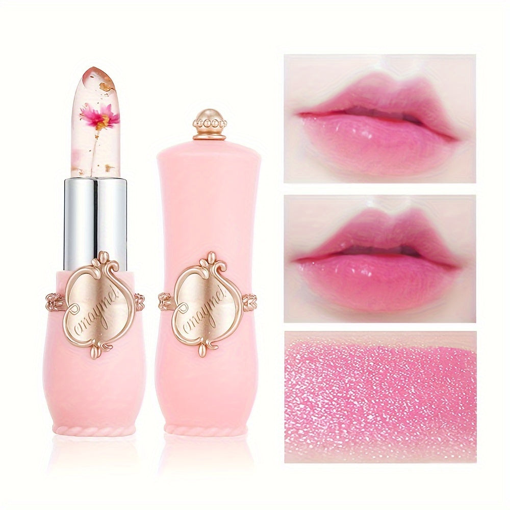 Bálsamo labial con forma de flor de gelatina para mujer, con sabor a fruta y cambio de color