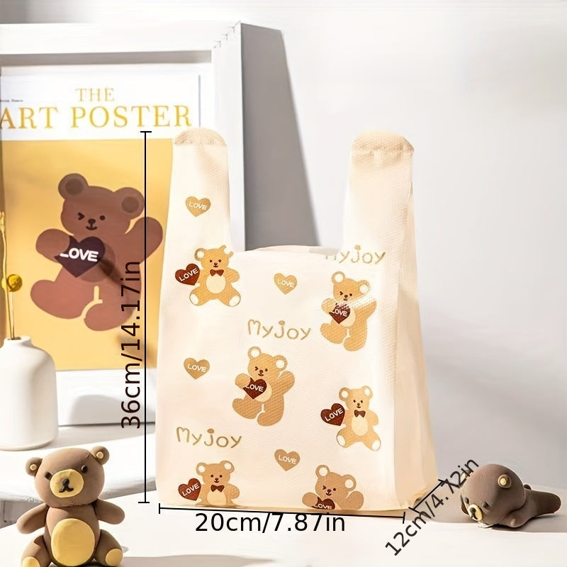 25/50 Pieces Thick Gift Bags with Teddy Bear Pattern for Weddings and Parties