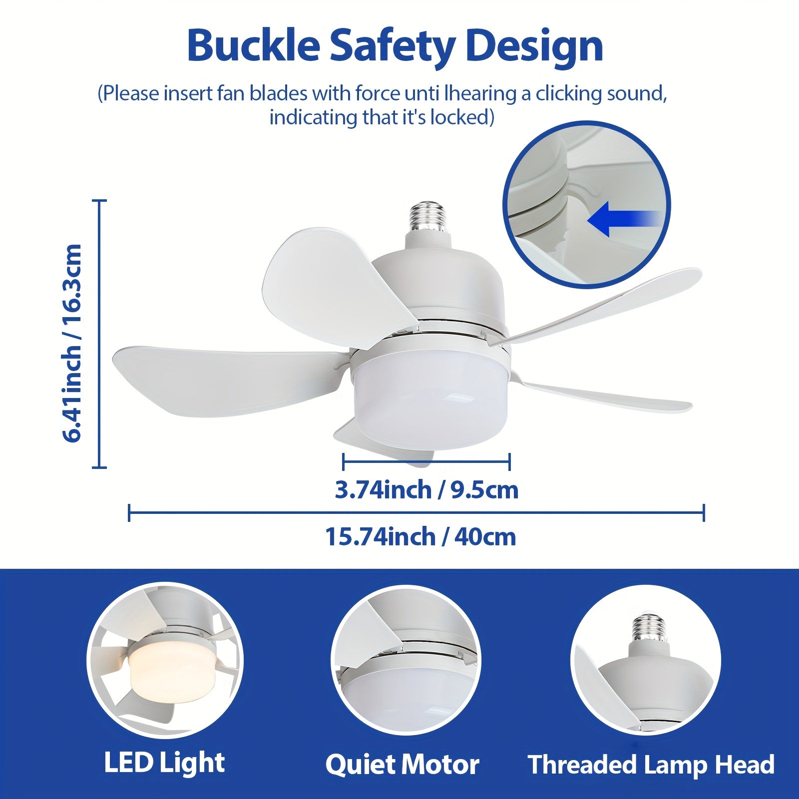 Ceiling Fan Light with Remote Control 3-Speed Dimmable LED for Small Spaces