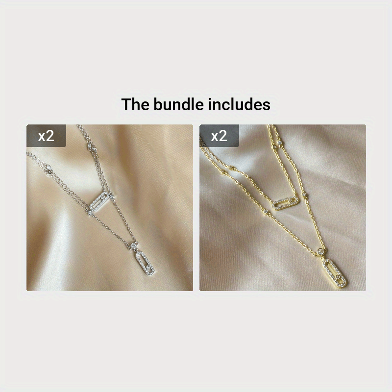 Geometric Paperclip Pendant Necklace with Cubic Zirconia for Weddings and Parties