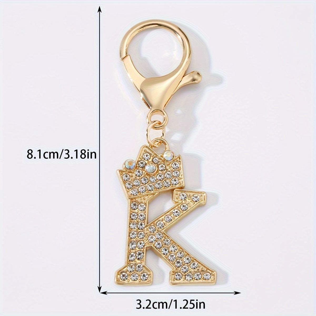 Men's Zinc Alloy Keychain with Artificial Diamond Crown and Letter Charms