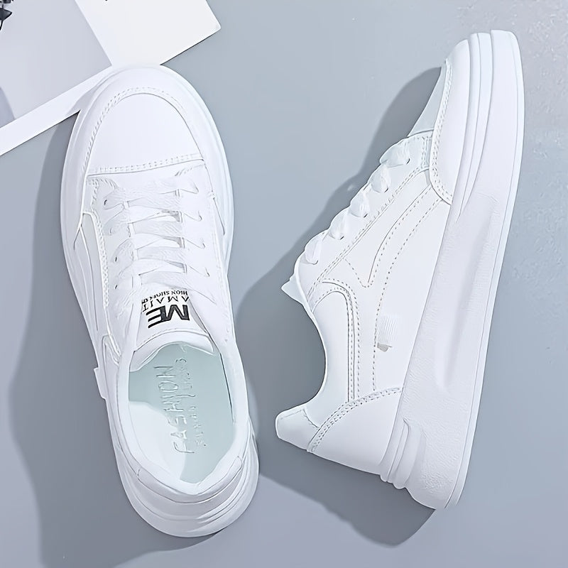 Women's White Low-Top Sneakers with Mint Green Accents Casual Shoes for All-Season Outdoor Use