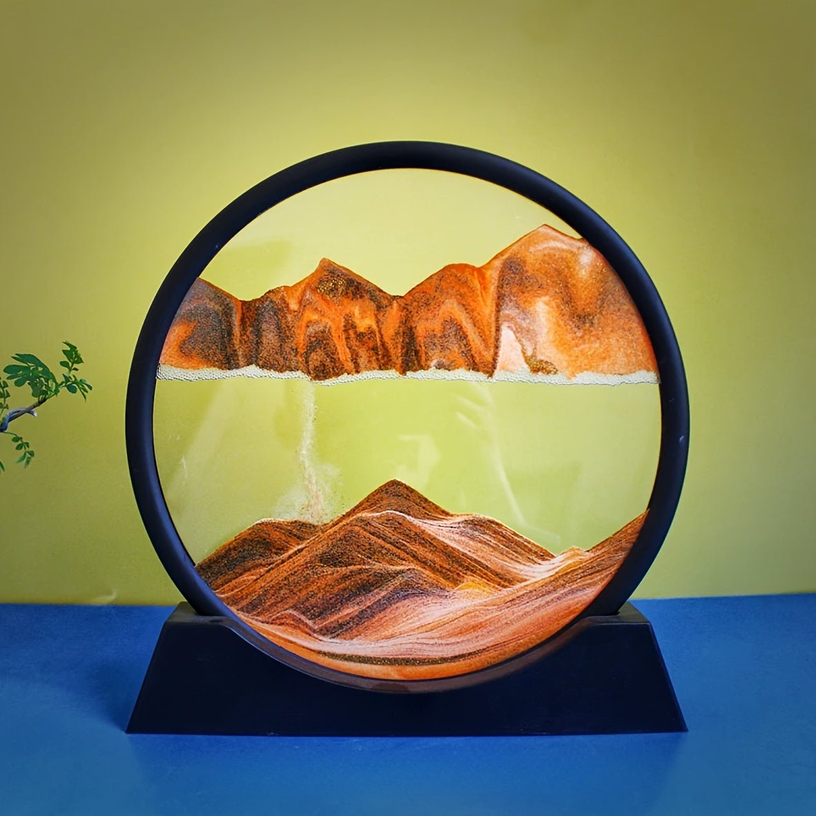 Large Round Glass Frame Sand Art with Flowing Sand Deep Sea Scene for Home Office Decor