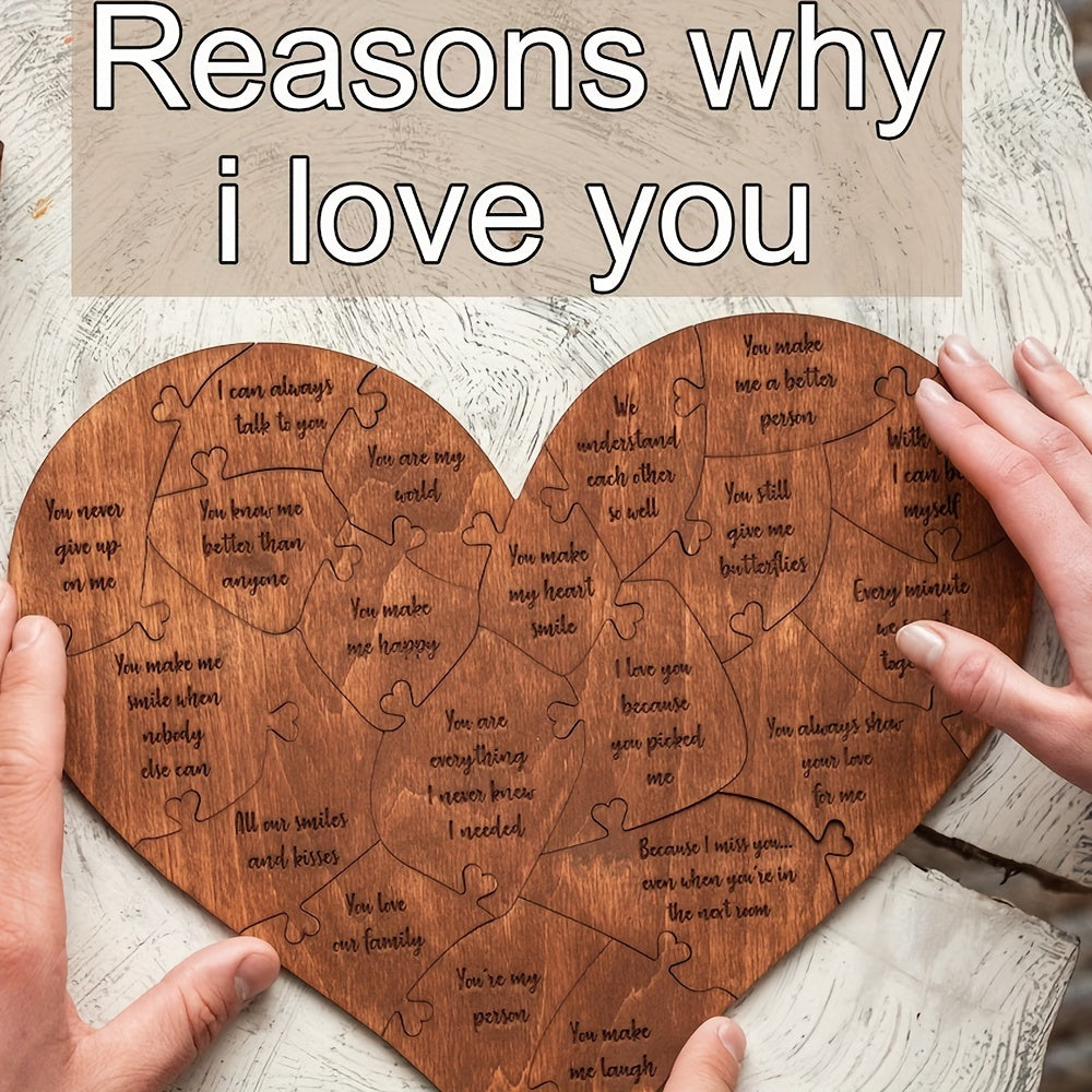 Engraved Wooden Puzzle Expressing Love for Him and Her Sentimental Gift