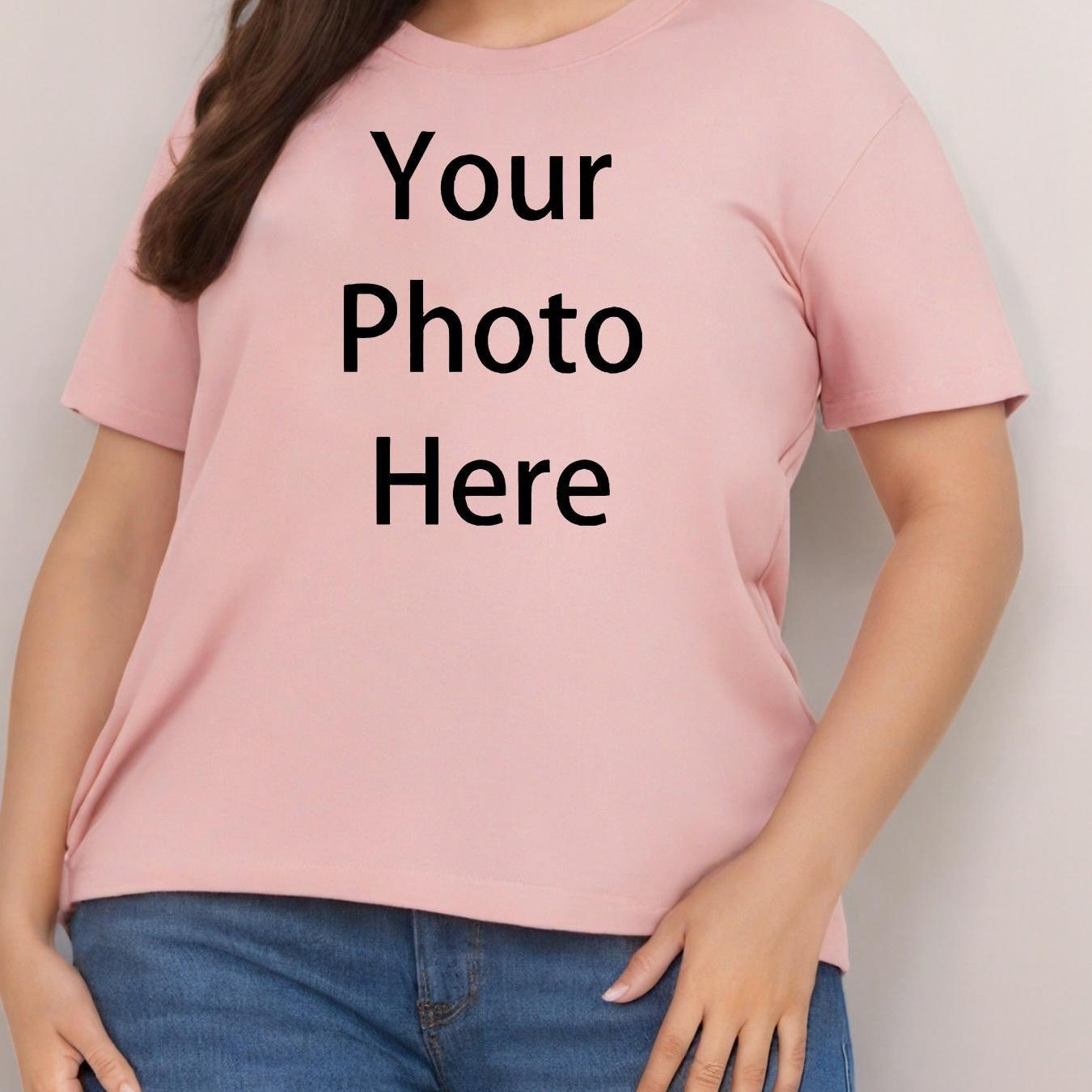 Plus Size Women's T-Shirt Short Sleeve Black White Personalized Casual Comfort