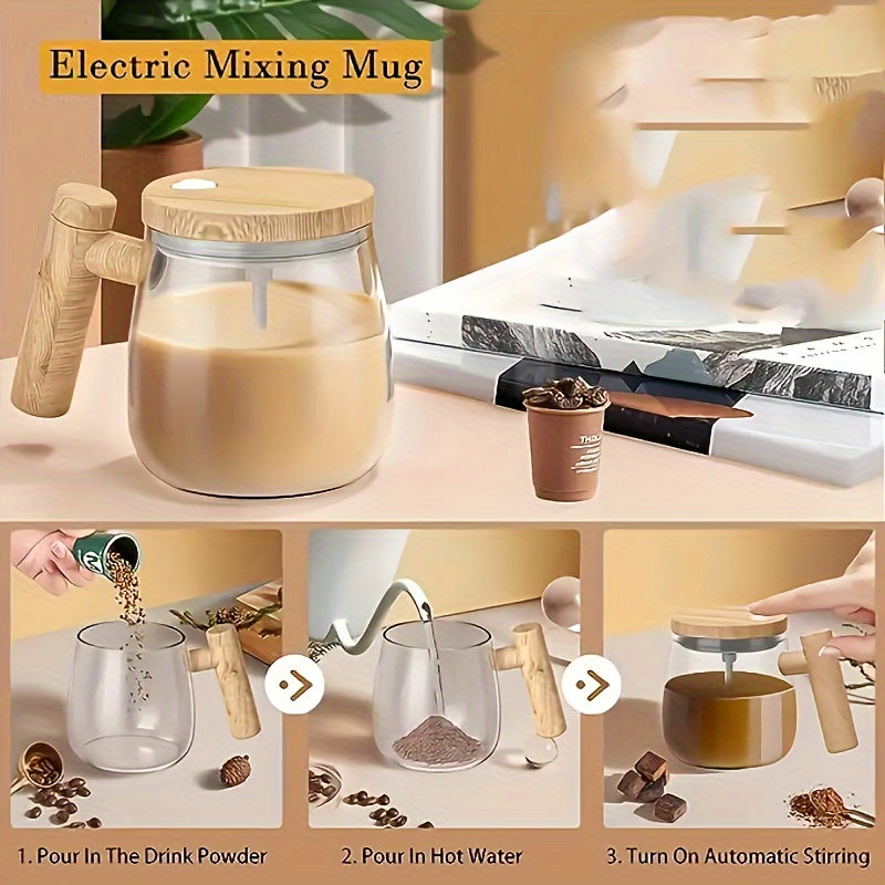 Self Stirring Mug 400ML Electric Mixing Cup High Borosilicate Glass for Coffee Milk Protein
