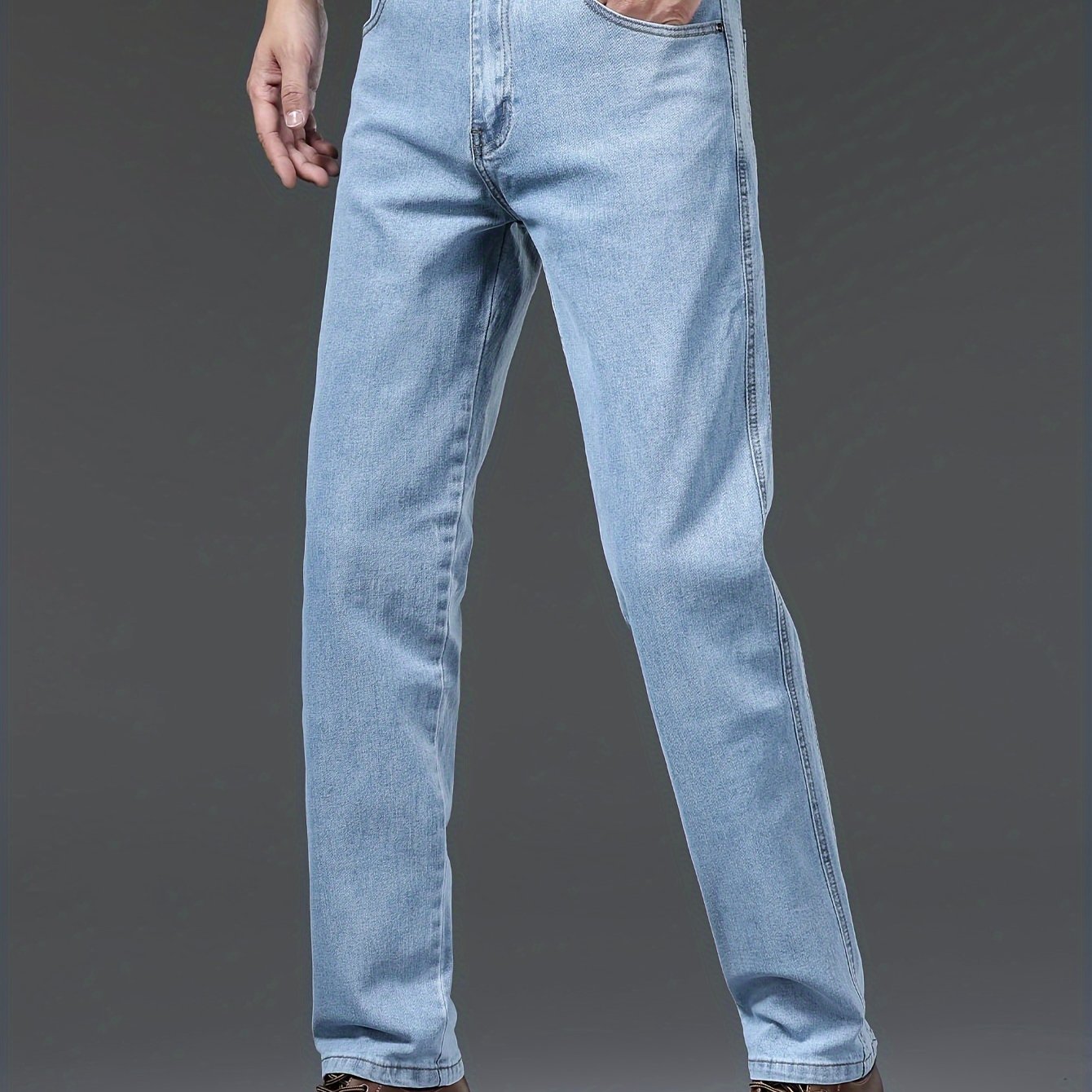 Мужские джинсы Regular Fit из денима с прямыми штанинами, застежка-молния, средняя посадка, геометрическая стирка, хлопковая смесь