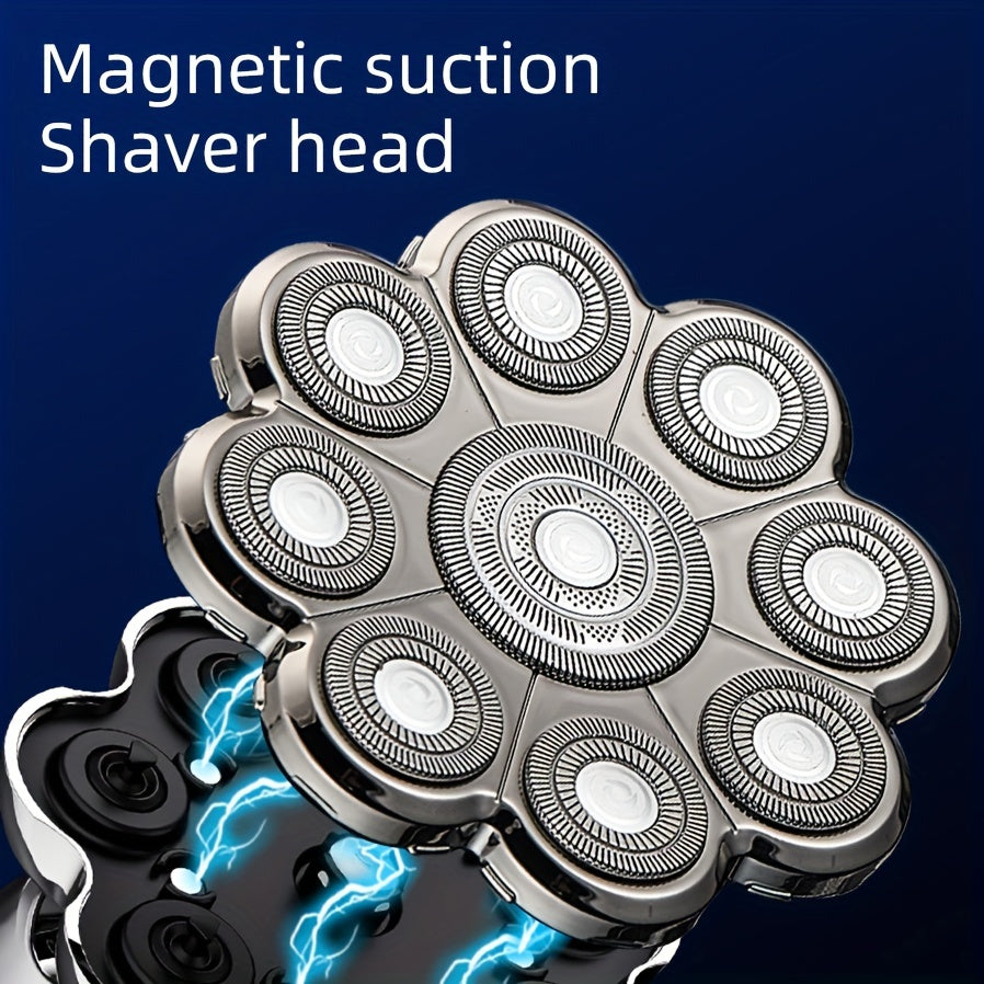 5-in-1 Elektr shaver erkaklar uchun, ajraladigan boshli, LCD displeyli soch kesgich, burun trimmeri, cho'tka, massajchi