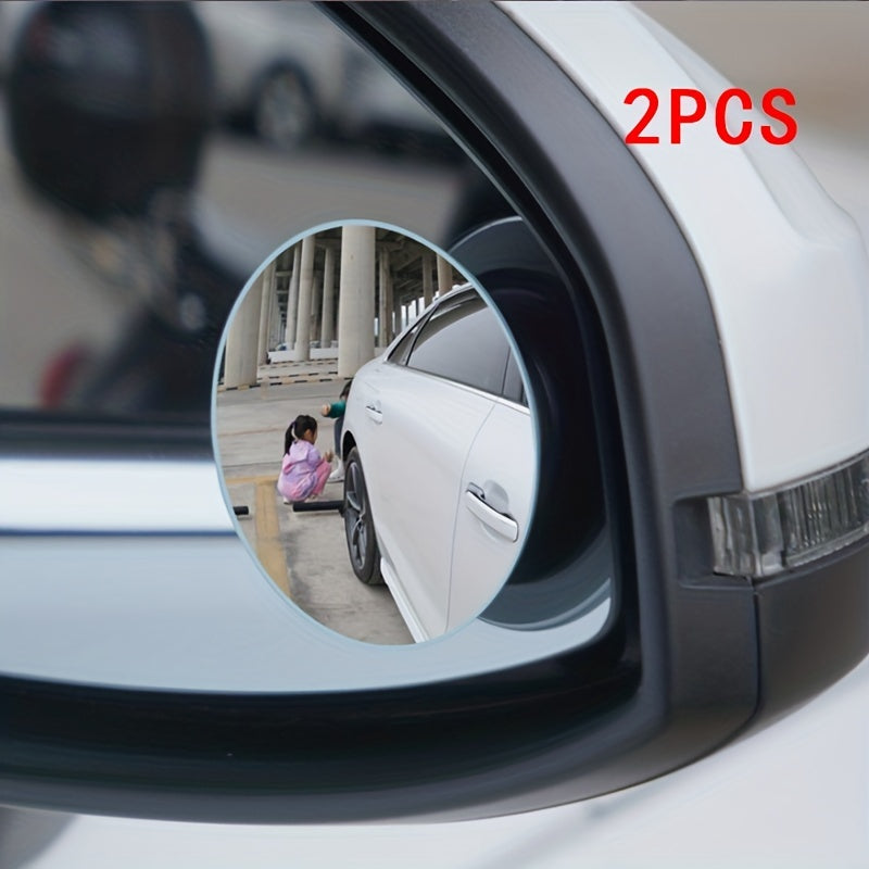 2pcs Car Rearview Mirrors Wide-Angle Round Blind Spot Adjustable