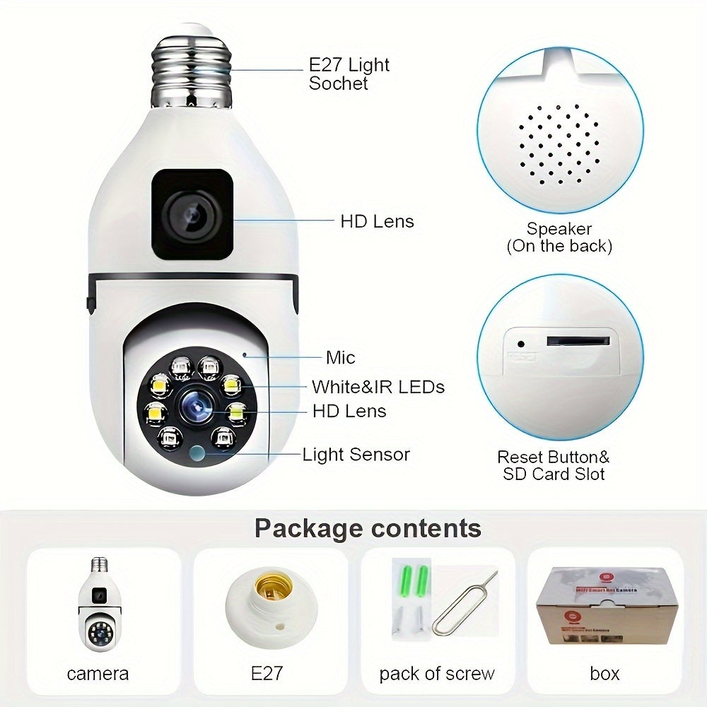 Wireless Security Camera with Dual 1080p HD Cameras Two-Way Audio Motion Detection for Home Office Shop