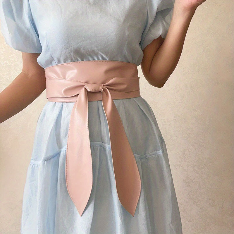 Ayollar uchun elegant kiyingan palto, qora bowknot Obi kamar va lenta bilan bog'langan korset, keng belbog'