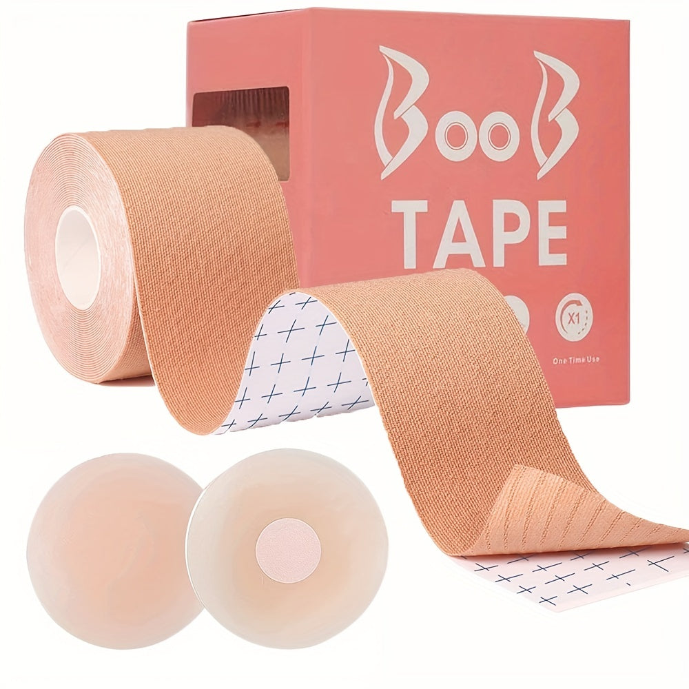 Breathable Breast Lifting Tape with Nipple Pasties for Strapless Dresses and Lingerie