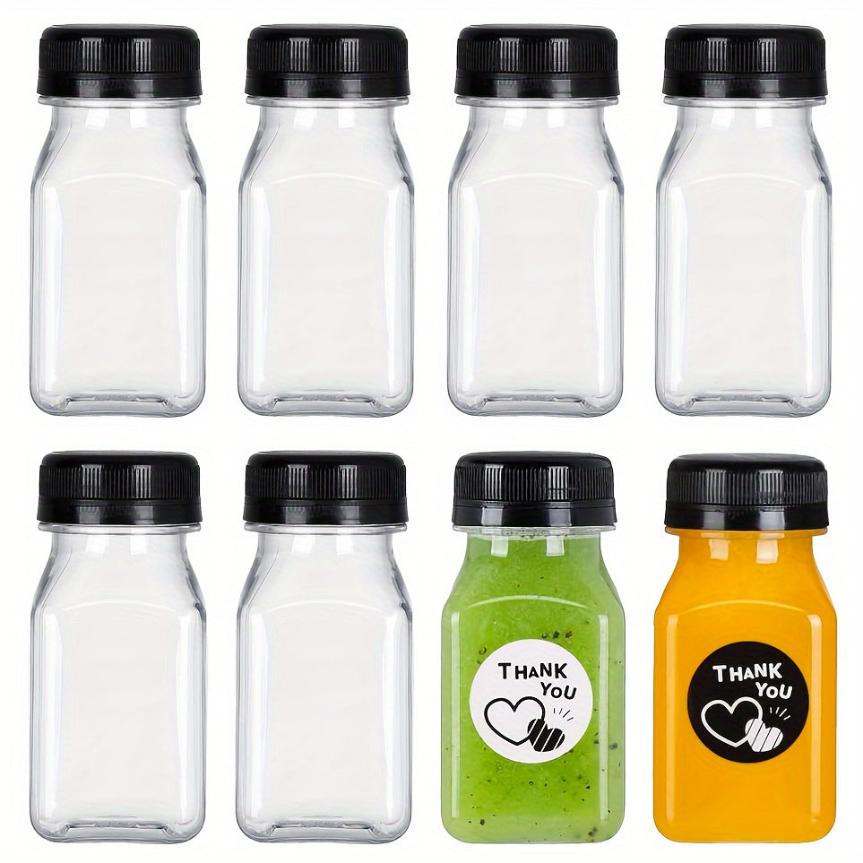 4oz shaffof plastmassa ichimlik shishalari, qopqog'lar bilan, 4, 6 yoki 8 ta, sharbat, sut, smuzi uchun