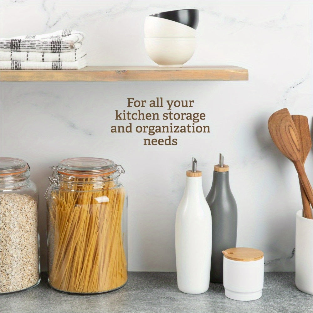 Two Glass Sealed Jars, Food Storage, Durable Clear Mason Jars with Hinged Lid