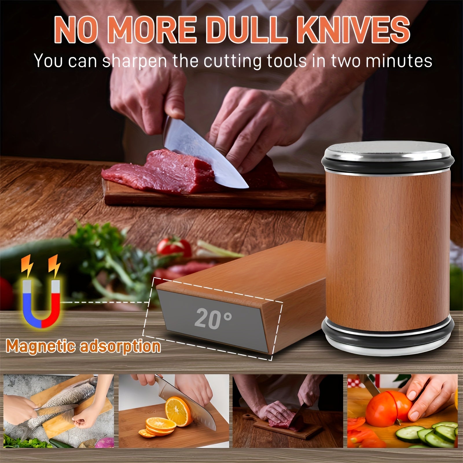 Juego de afilador de cuchillos con tecnología de diamante en ángulo de 15° y 20° para todos los cuchillos de cocina