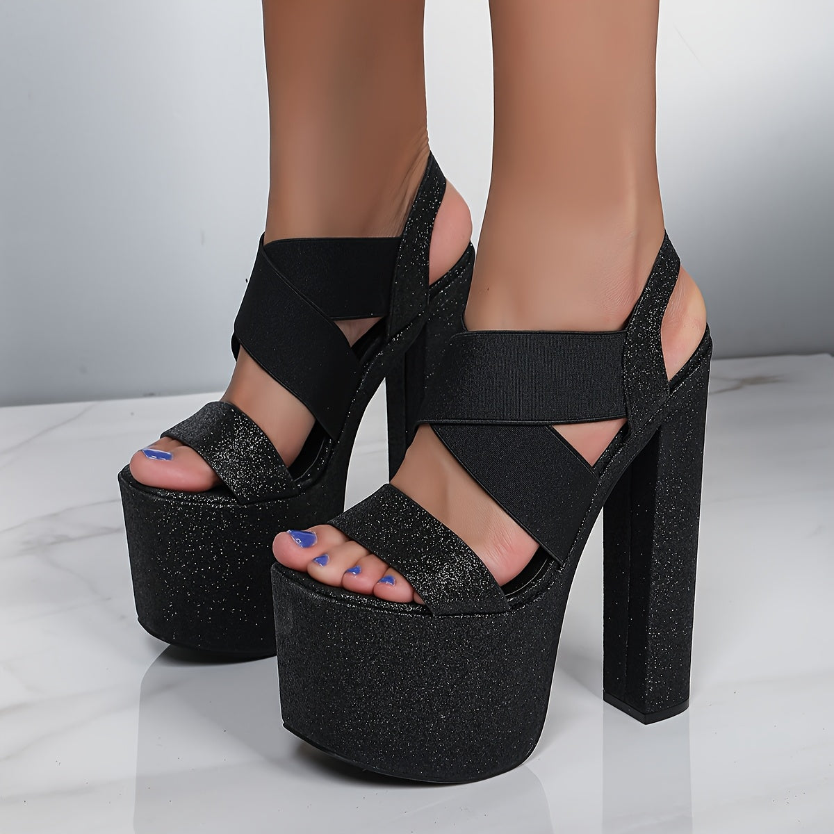 Women's Platform High Heels 19cm Thick Sole Non-Slip TPU Shoes for Party Night Out