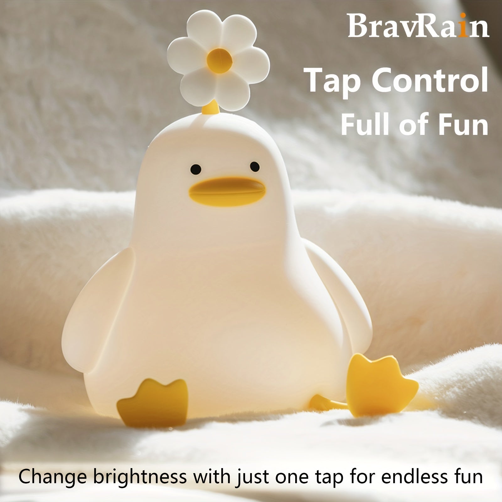 Silicone Duck Night Light for Bed with Adjustable Brightness USB Powered Kids Gift