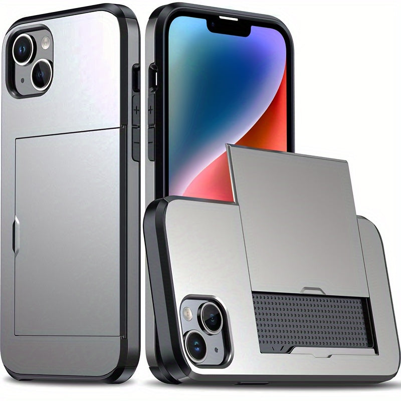 Hard Phone Case with Card Slot for iPhone 14-16 Pro Max