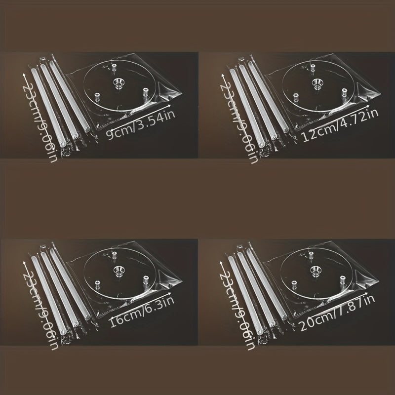 Kit de apilado de pasteles de plástico reutilizable, seguro para alimentos, con pasadores ajustables para pasteles en capas