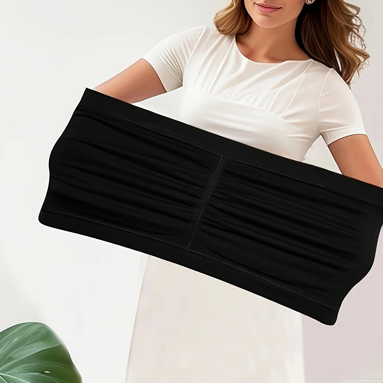 Plus o'lchamli uzluksiz bandeau bra, qalinliksiz, elastik mato, yoga va fitnes uchun