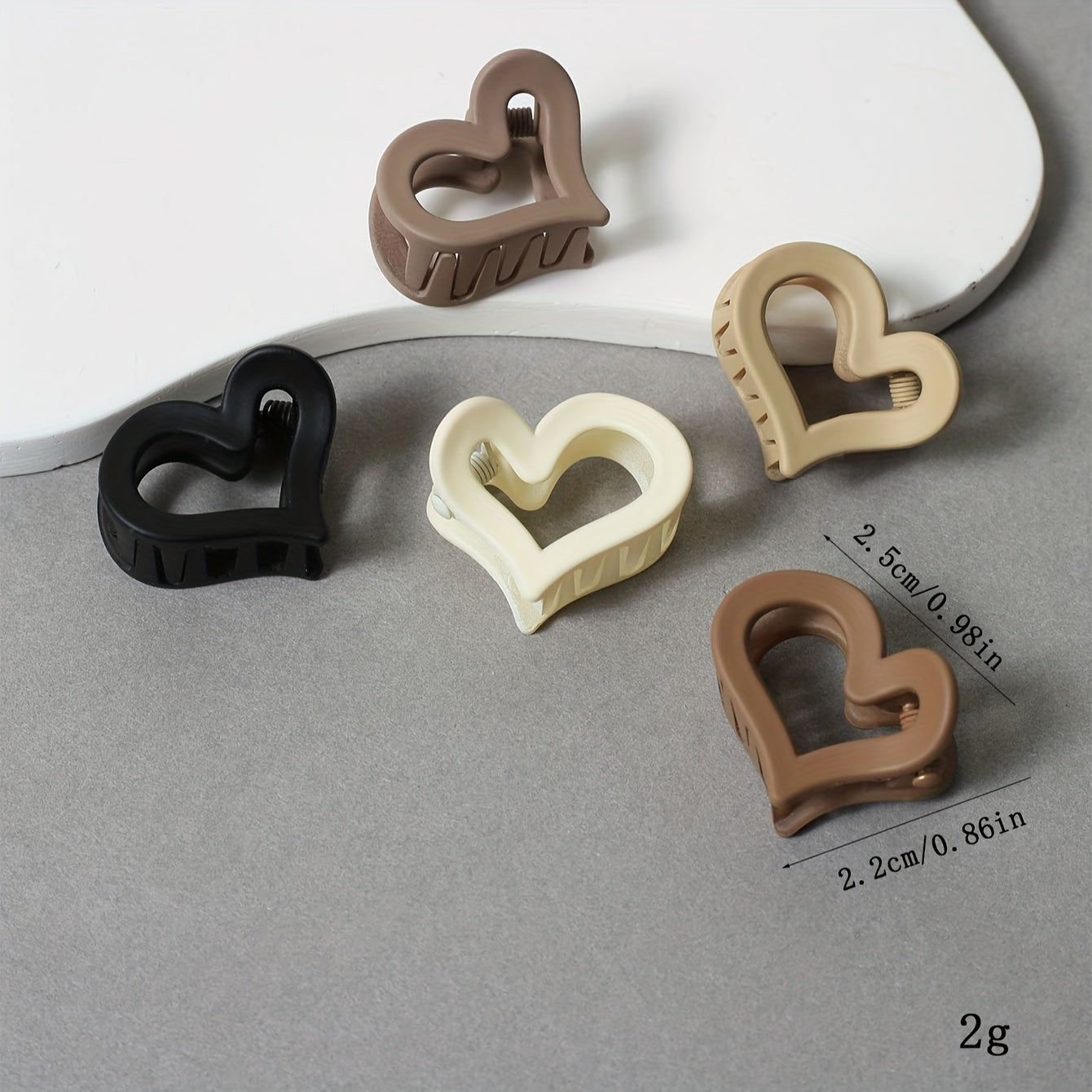 20pcs Coffee Color Heart Shaped Hair Clips for Women Small Plastic Hair Accessories