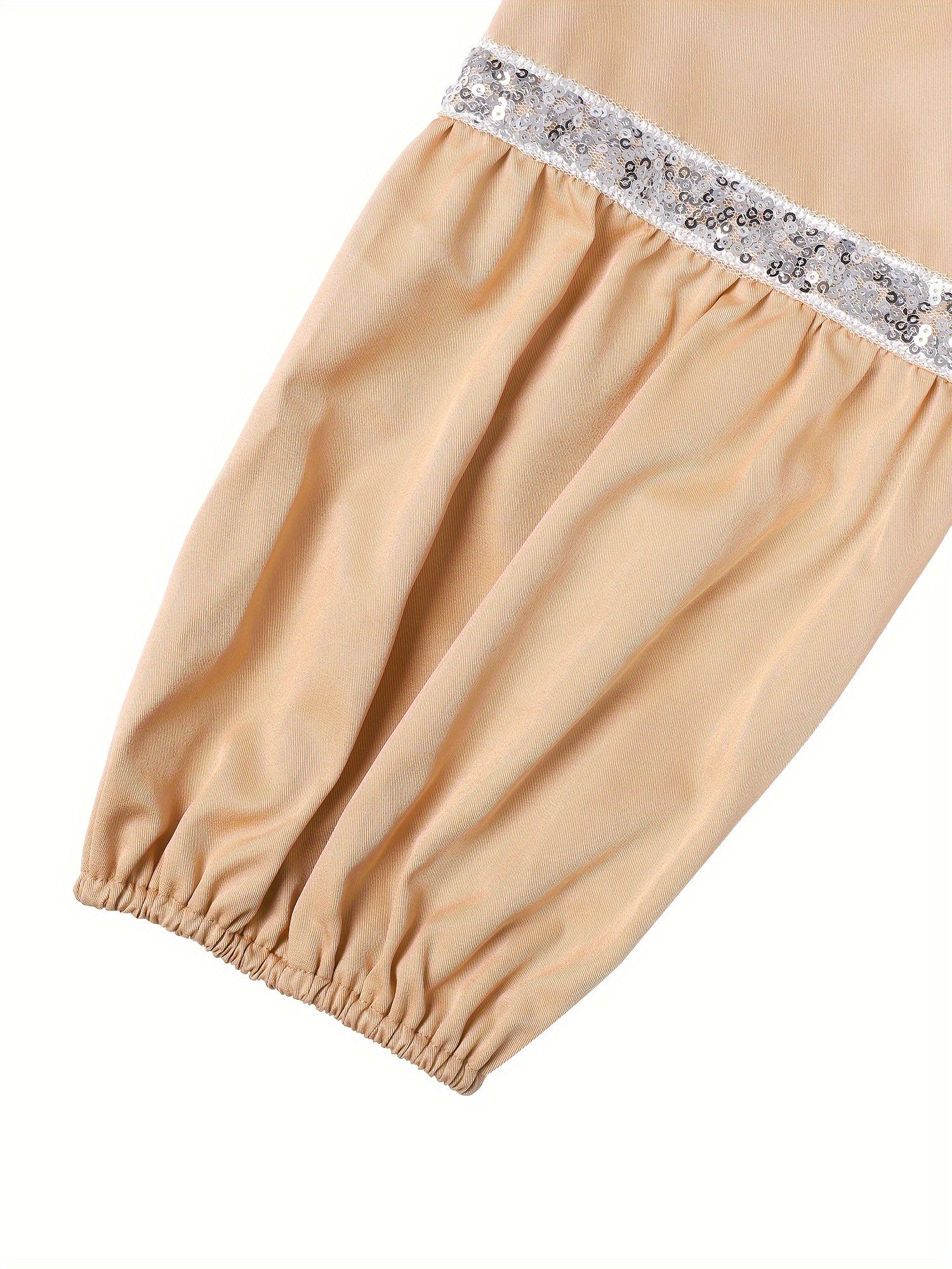 Women's Sequin Kaftan Dress Long Maxi Casual Solid Polyester Long Sleeve