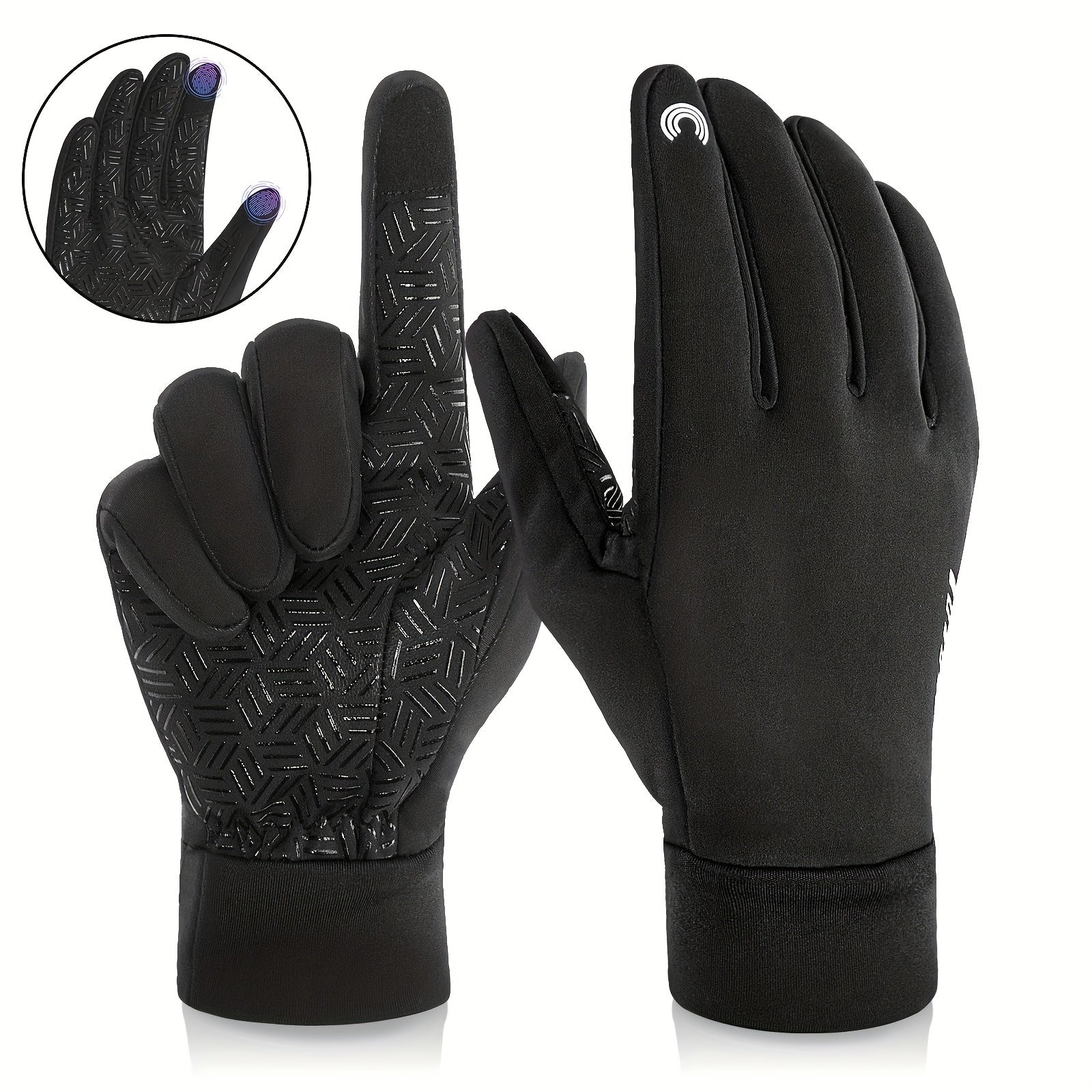 Winter Cycling Gloves Men Women Two-Finger Silicone Reflective Strips