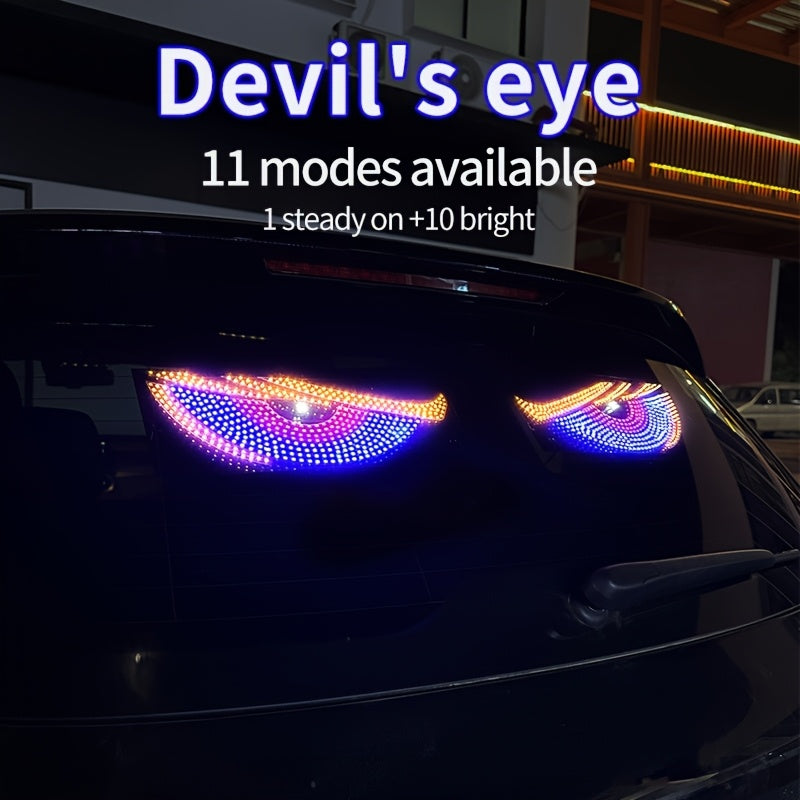 2 ta USB bilan quvvatlanadigan Devil's Eye LED avtomobil chiroqlari, simsiz, muhitli transport dekoratsiyasi