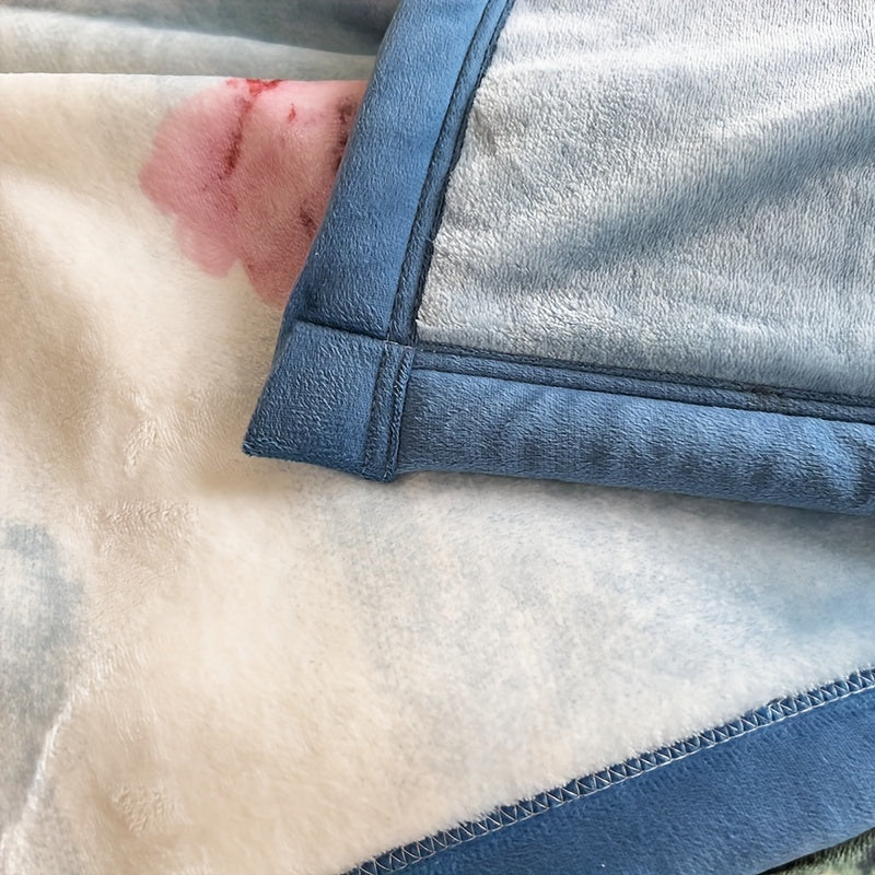 Luxurious Peacock and Floral Coral Fleece Throw Blanket Thick Milk Velvet Cozy Nap Office Use Year-Round Warmth