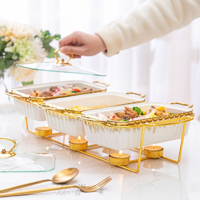 Ceramic Baking Dish Set with Handles 3 Compartments for Soups and Heating