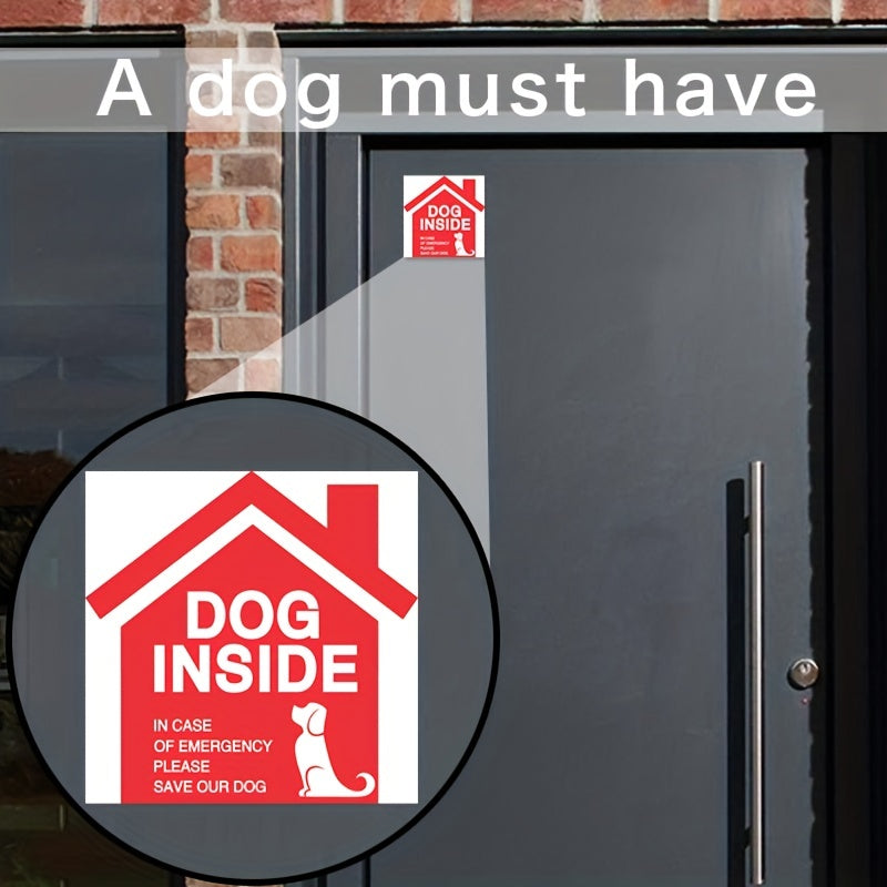 Set of 4 Dog Inside Alert Window Stickers Vinyl Waterproof Scratch-Resistant Indoor Outdoor Decor