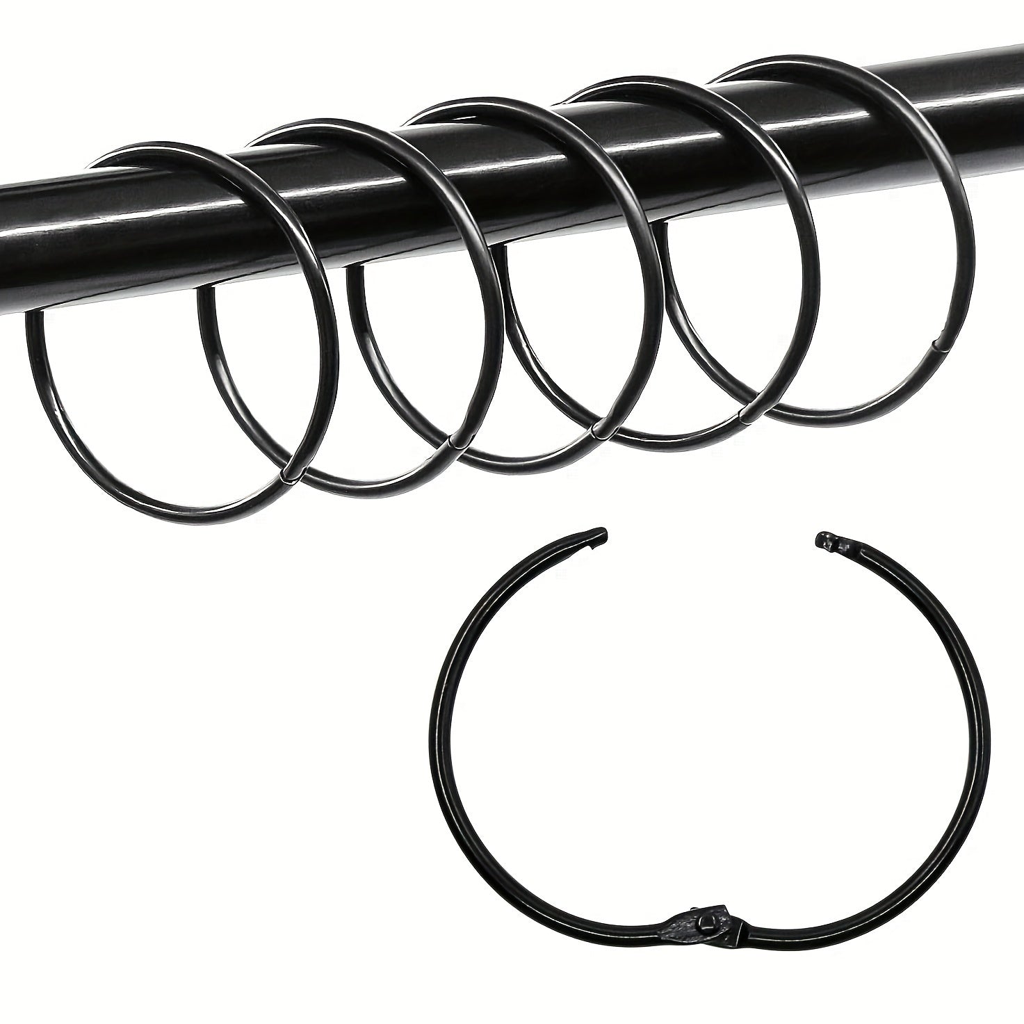 Водонепроницаемые и ржавчинеустойчивые регулируемые крючки для штор в виде колец для душа в наборах по 12 или 24 штуки. Легко устанавливаются для декора ванной и спальни.