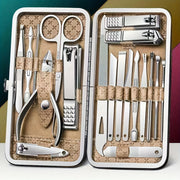 19-Piece Stainless Steel Nail Care Set for Manicures and Pedicures with Clippers Files and Grooming Tools