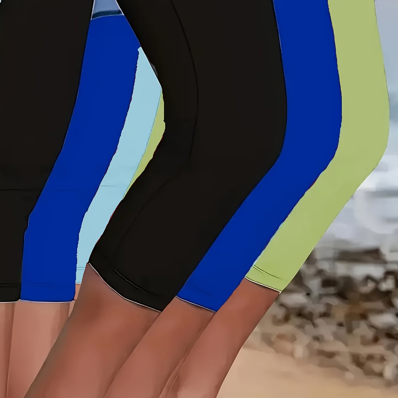 Plus Size Women's Three-Quarter Leggings Solid Color Elastic Waistband Set