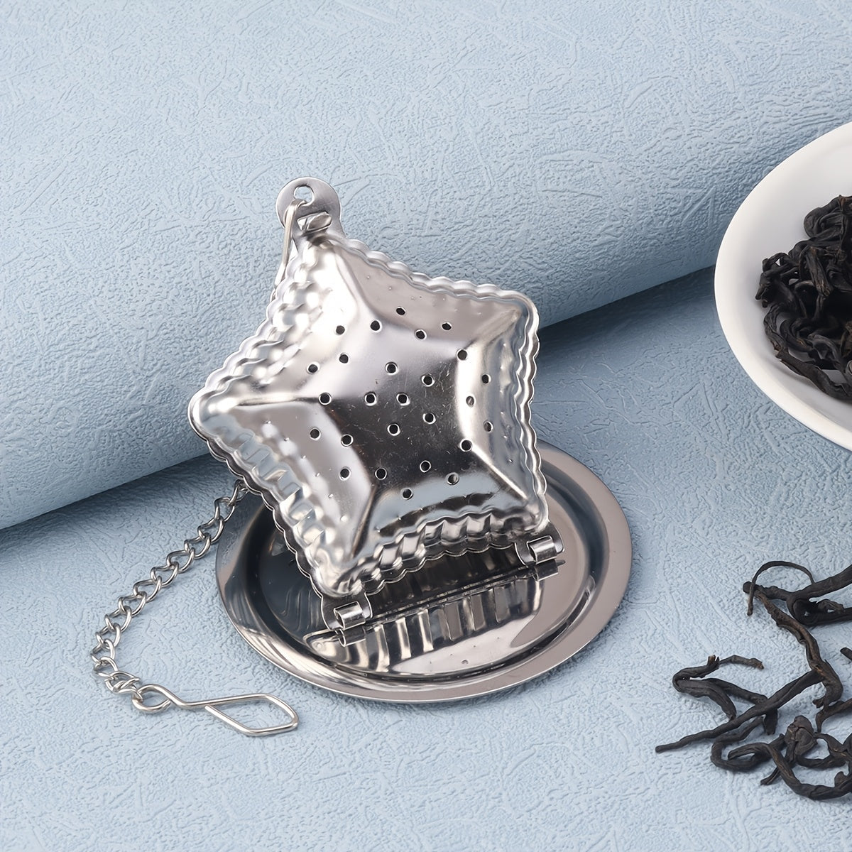 Stainless Steel osilgan choy to'pi filtri va tishli, yurak, yulduz, oy shakllari