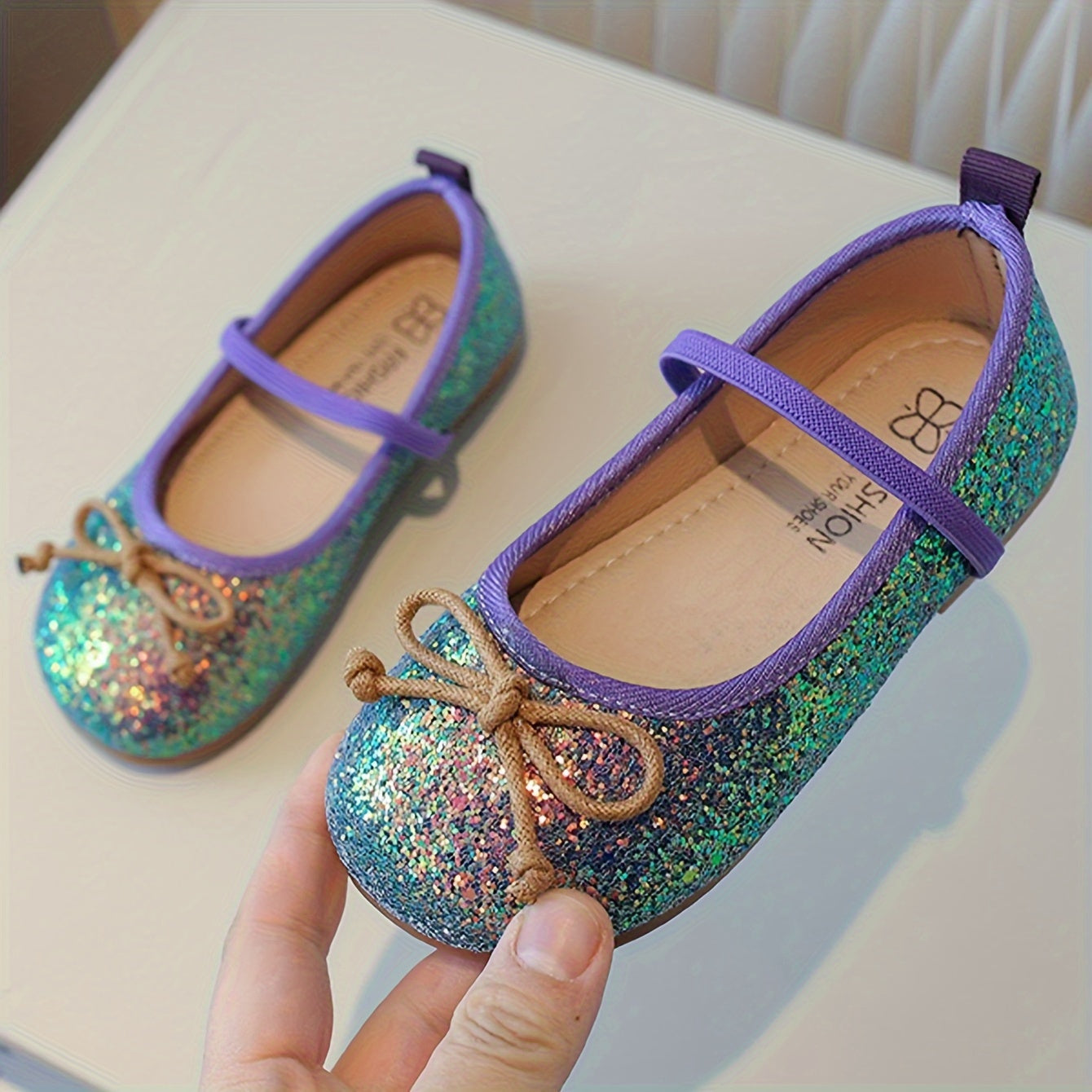 Zapatos planos brillantes con degradado para niñas y chicas, suela de goma, casual, primavera y otoño
