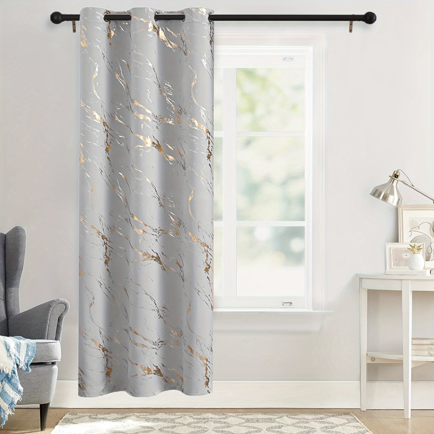 Grey Marble Pattern Curtain for Bedroom Living Room Office Kitchen Modern Classic European Style
