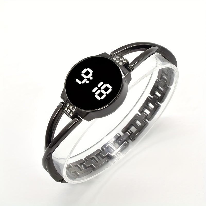 Ayollar uchun LED sensorli ekran po'lat bangle soat zamonaviy moda uslubiga mos