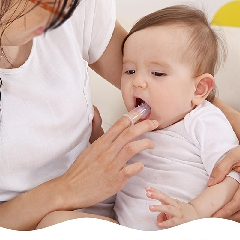 Silicone Baby Finger Toothbrush for Infants and Toddlers with Thumb Cover and Tongue Cleaner